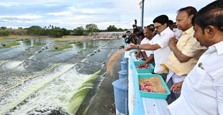 கல்லணையிலிருந்து டெல்டா விவசாயத்திற்கு தண்ணீர் திறந்தார் முதல்வர் மு.க.ஸ்டாலின்..