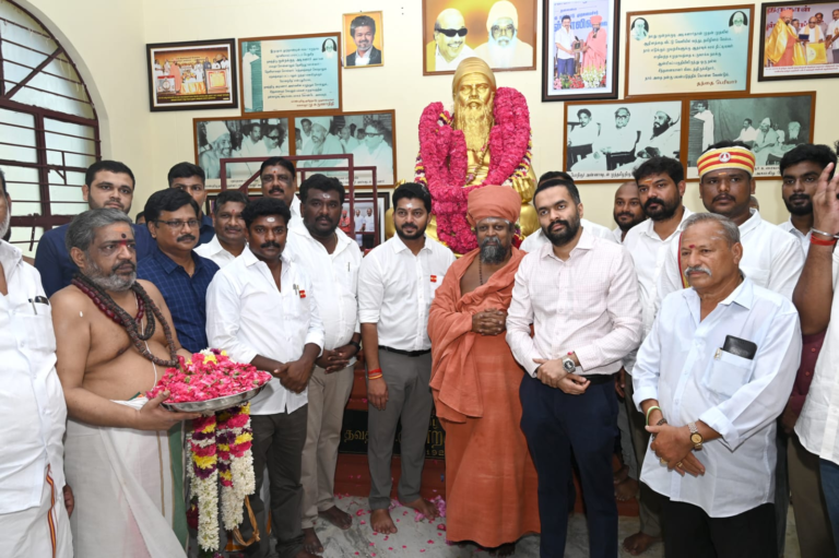 தவத்திரு குன்றக்குடி அடிகளாரின் 102-வது பிறந்த நாள்: அரசு விழாவில் அமைச்சர் டி.கே.பிரபு மரியாதை..